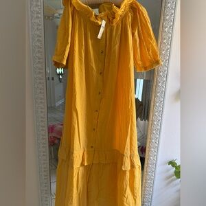 Anthropologie Yellow Ruffled Dress